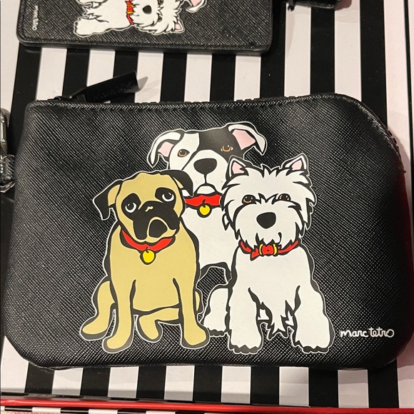 Marc Tetro Black Dog Print Zippered Pouch, Card Holder, luggage tag & passport - Picture 3 of 7